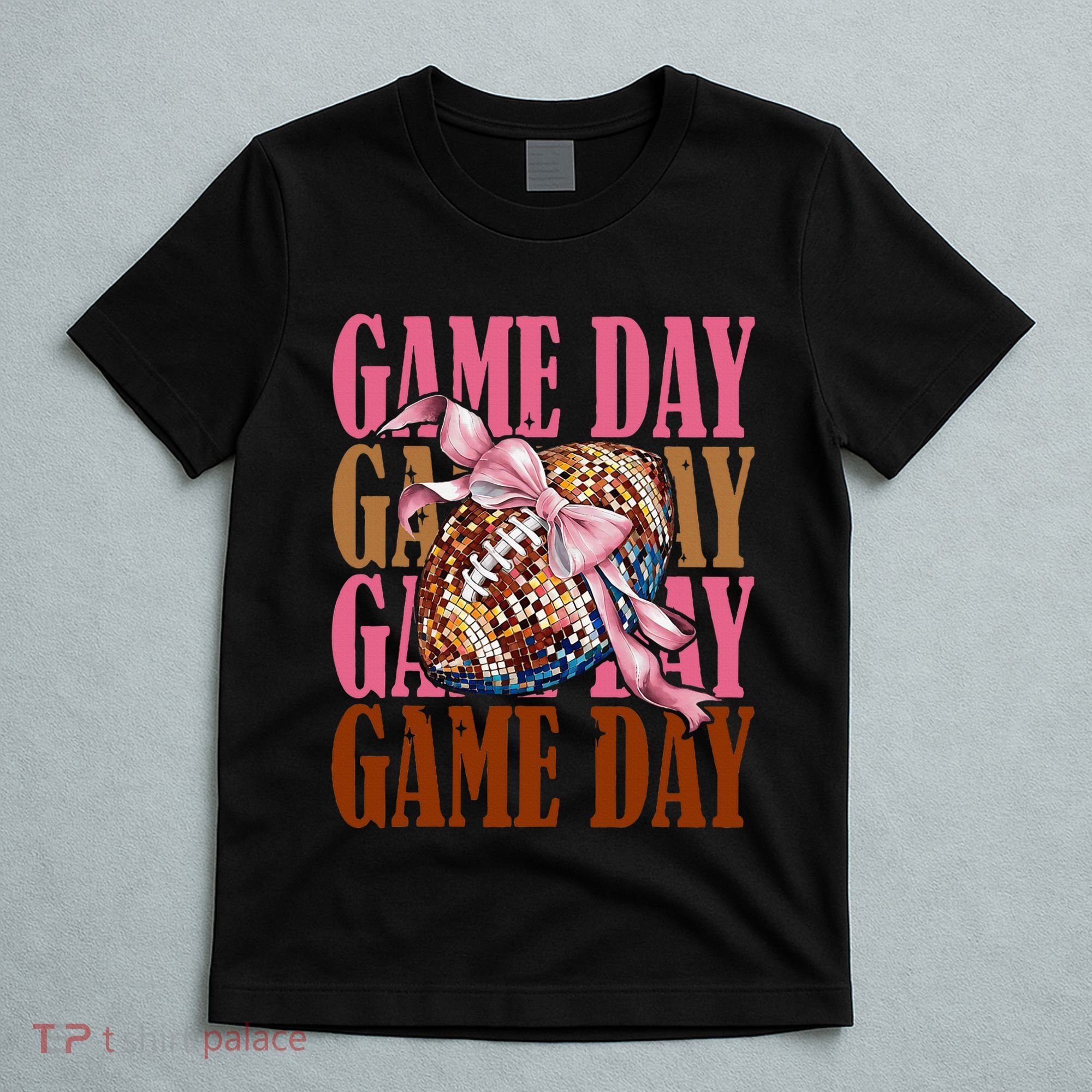 Coquette Bow American Football Game Day Thanksgiving Autumn T-Shirt