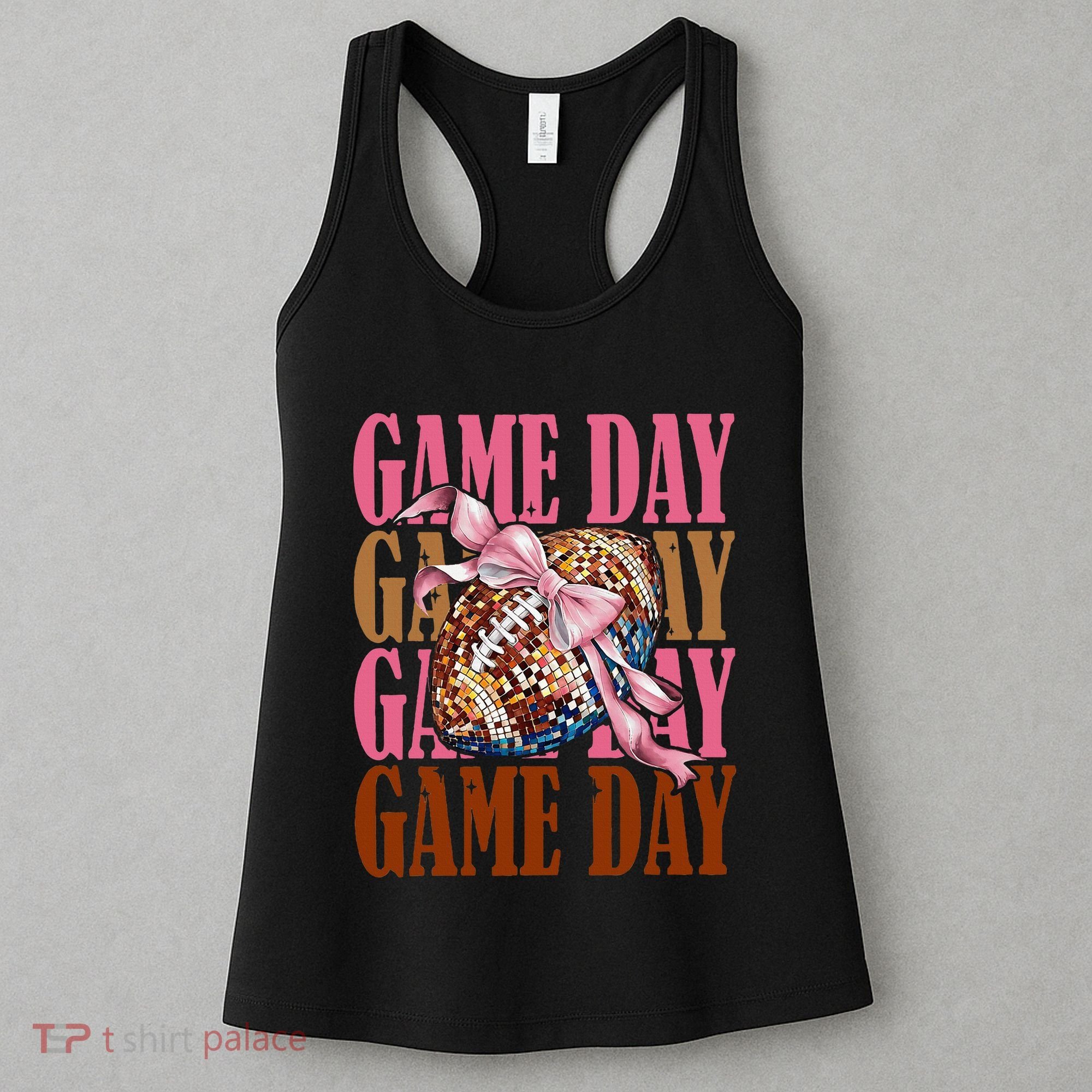 Coquette Bow American Football Game Day Thanksgiving Autumn Women's Tank Top