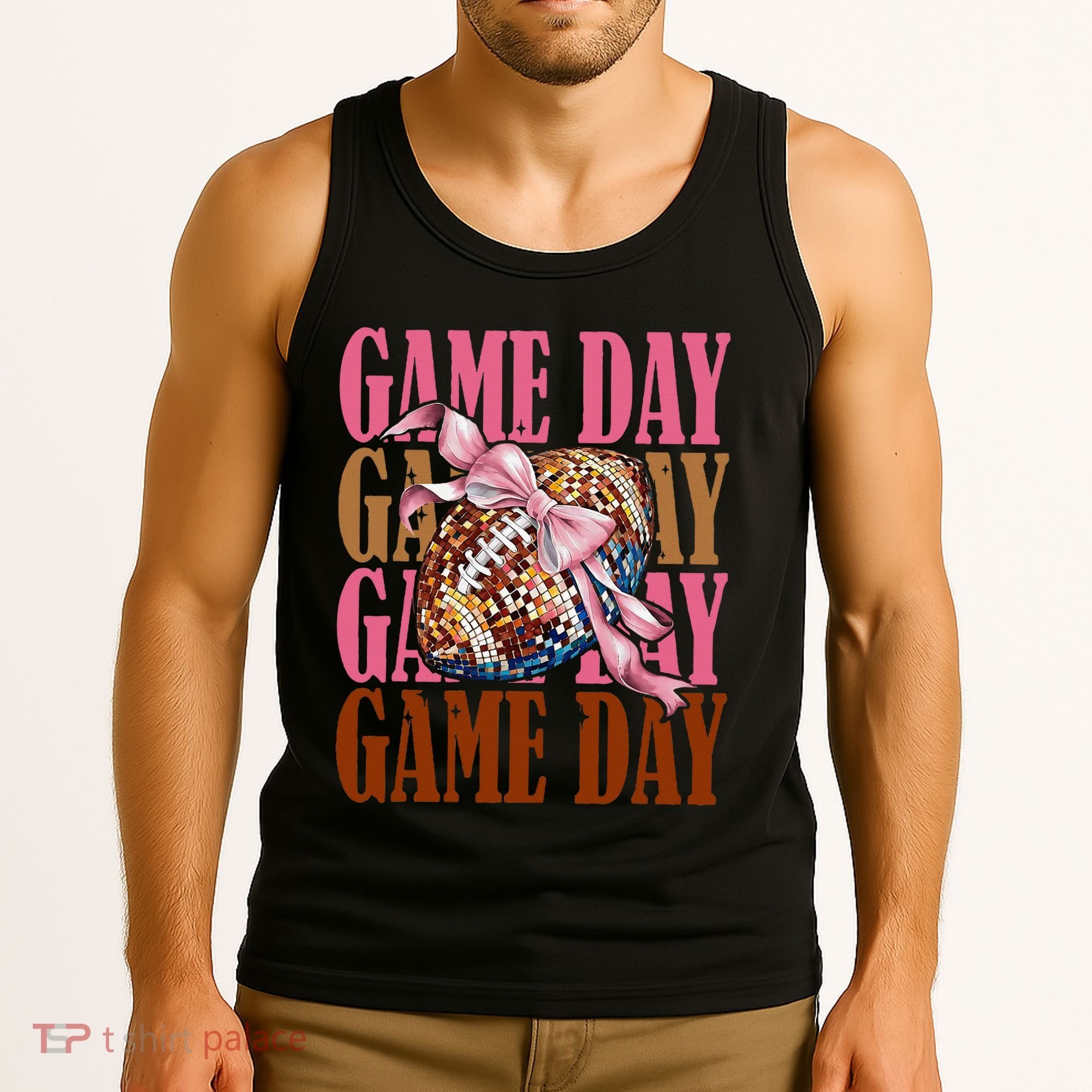 Coquette Bow American Football Game Day Thanksgiving Autumn Tank Top