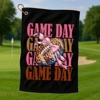 Coquette Bow American Football Game Day Thanksgiving Autumn Golf Towel thumb 1