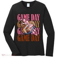 Coquette Bow American Football Game Day Thanksgiving Autumn Women's Long Sleeve Shirt thumb 0