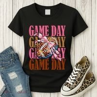 Coquette Bow American Football Game Day Thanksgiving Autumn Women's T-Shirt thumb 3