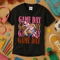Coquette Bow American Football Game Day Thanksgiving Autumn Kids T-Shirt thumb 3