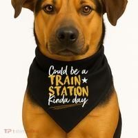 Could Be A Train Station Kind Of Day USA-Made Doggie Bandana thumb 1