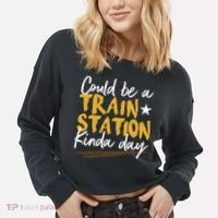 Could Be A Train Station Kind Of Day Cropped Pullover Crew thumb 2