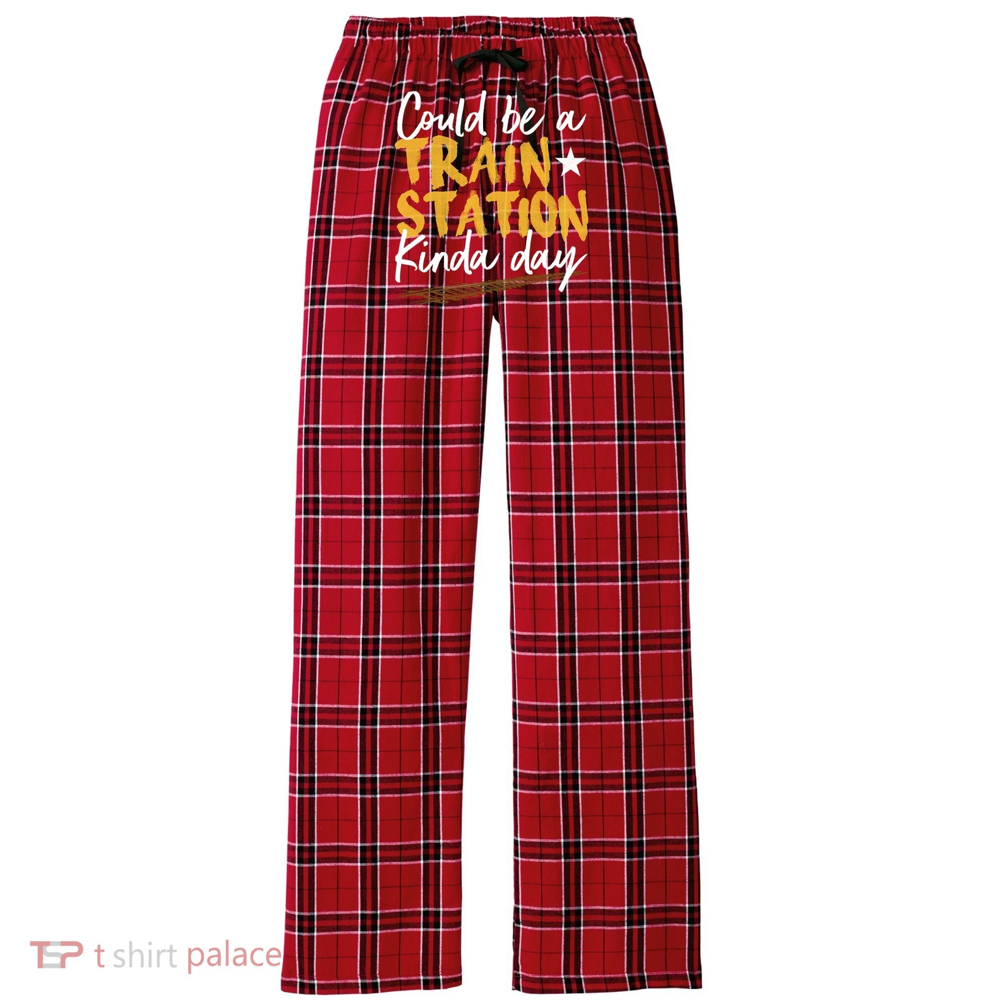 Could Be A Train Station Kind Of Day Women's Flannel Plaid Pajama Pants