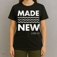 Christian Baptism Adult Christian Bible Verse Made New T-Shirt thumb 4