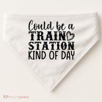 Could Be A Train Station Kind Of Day USA-Made Doggie Bandana thumb 0