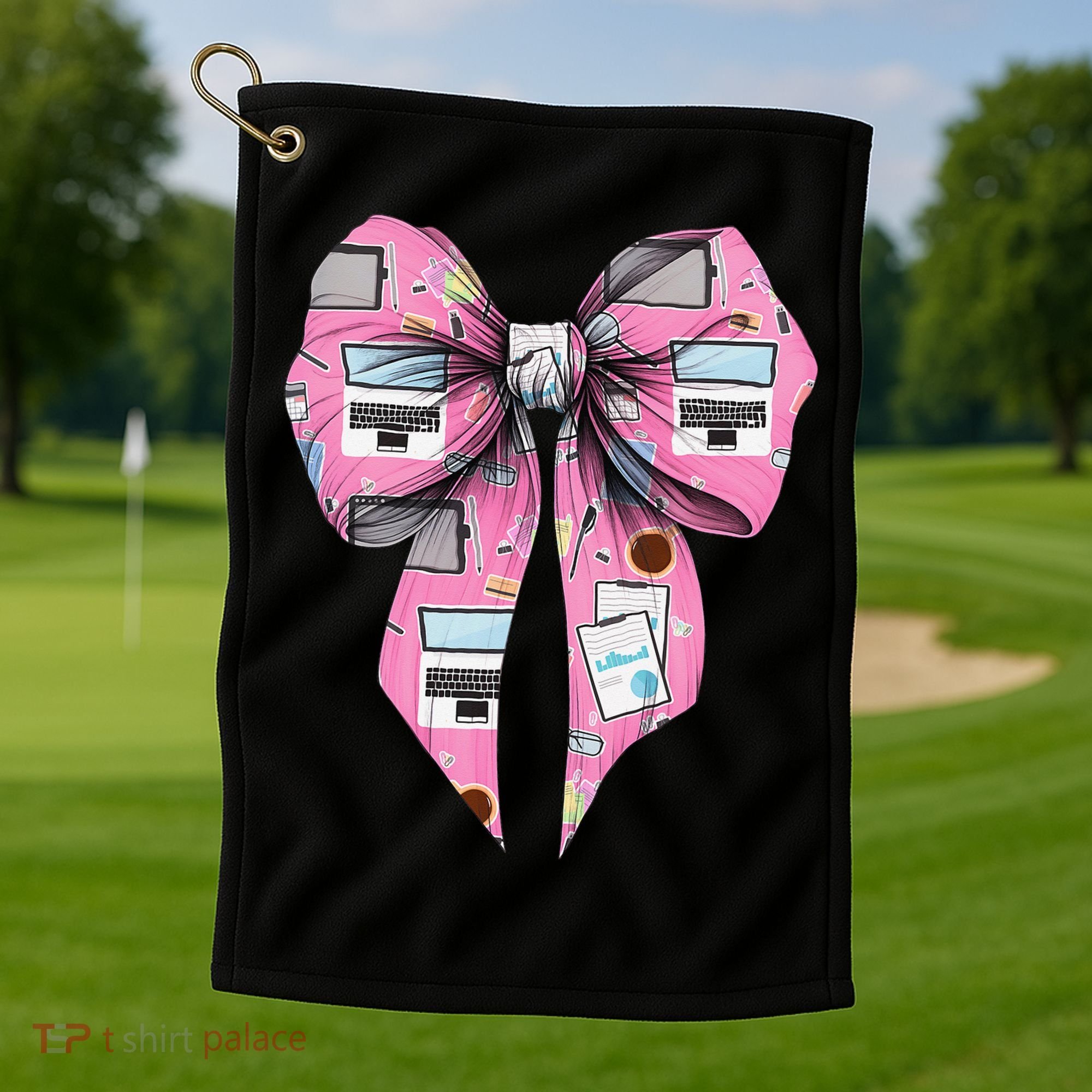 Coquette Bow Administrative Assistant Admin Laptop Girl Golf Towel