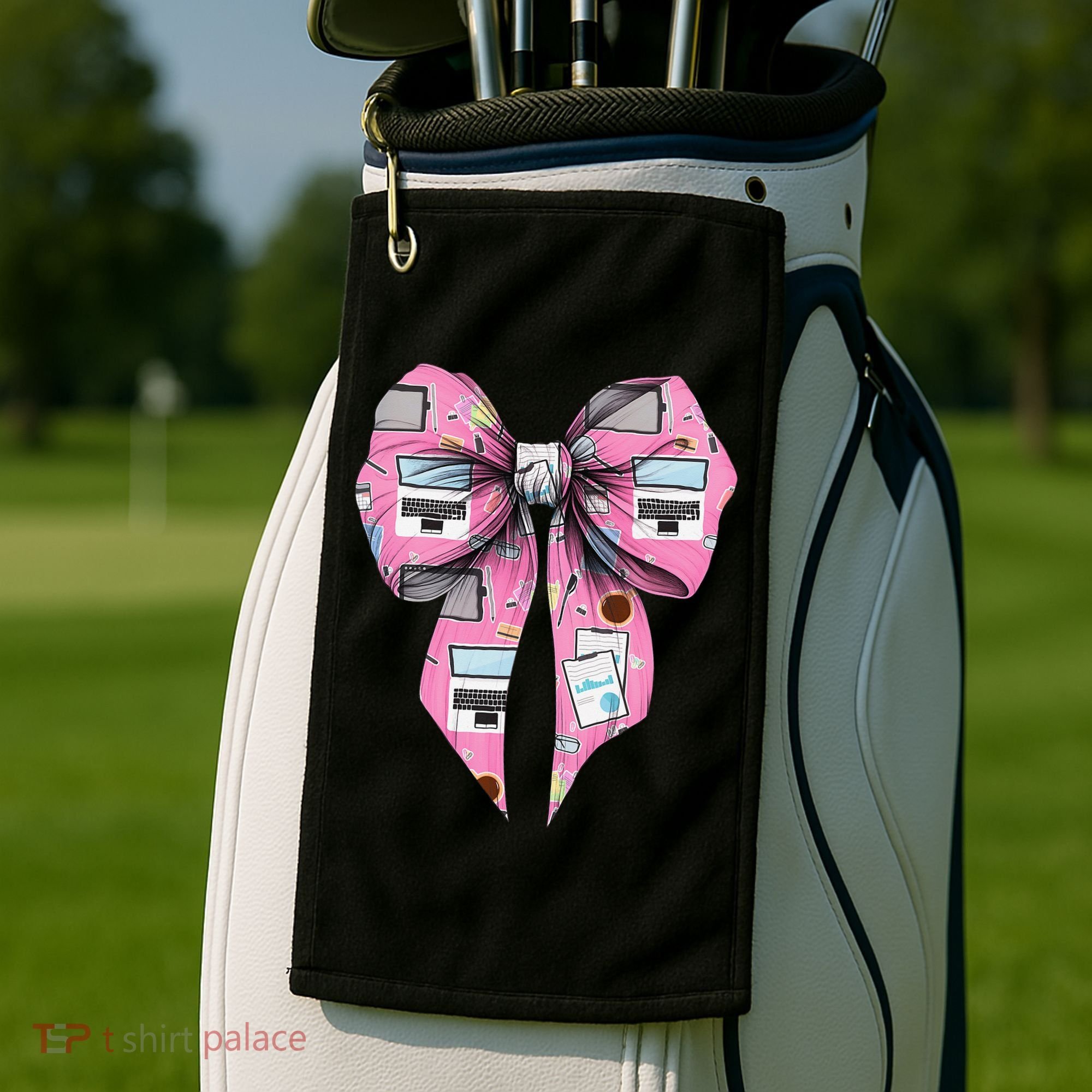Coquette Bow Administrative Assistant Admin Laptop Girl Golf Towel