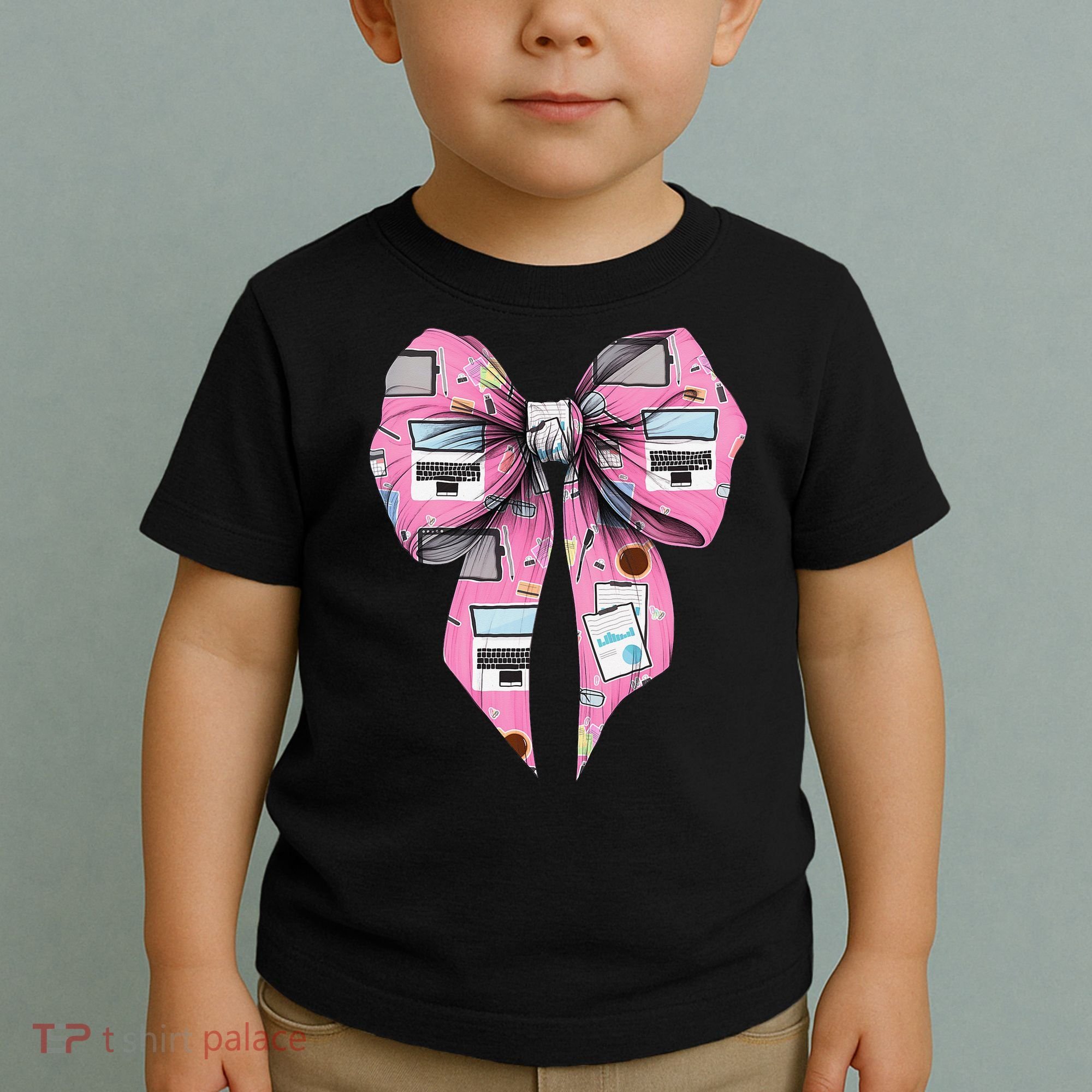 Coquette Bow Administrative Assistant Admin Laptop Girl Toddler T-Shirt