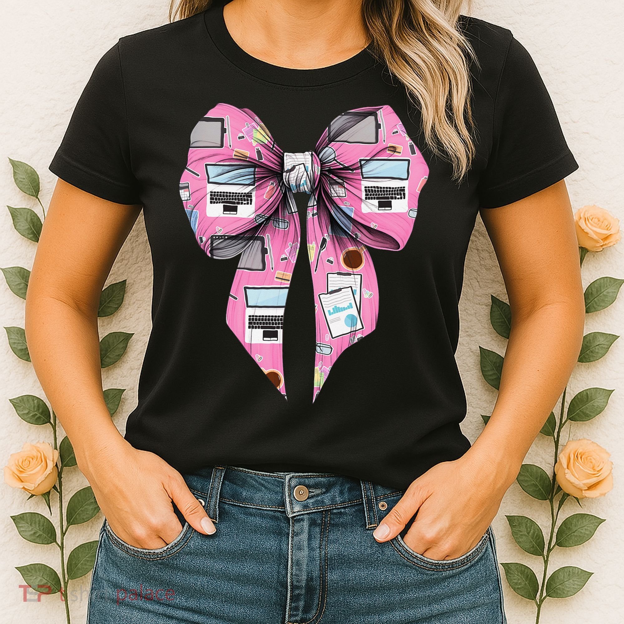Coquette Bow Administrative Assistant Admin Laptop Girl Women's T-Shirt