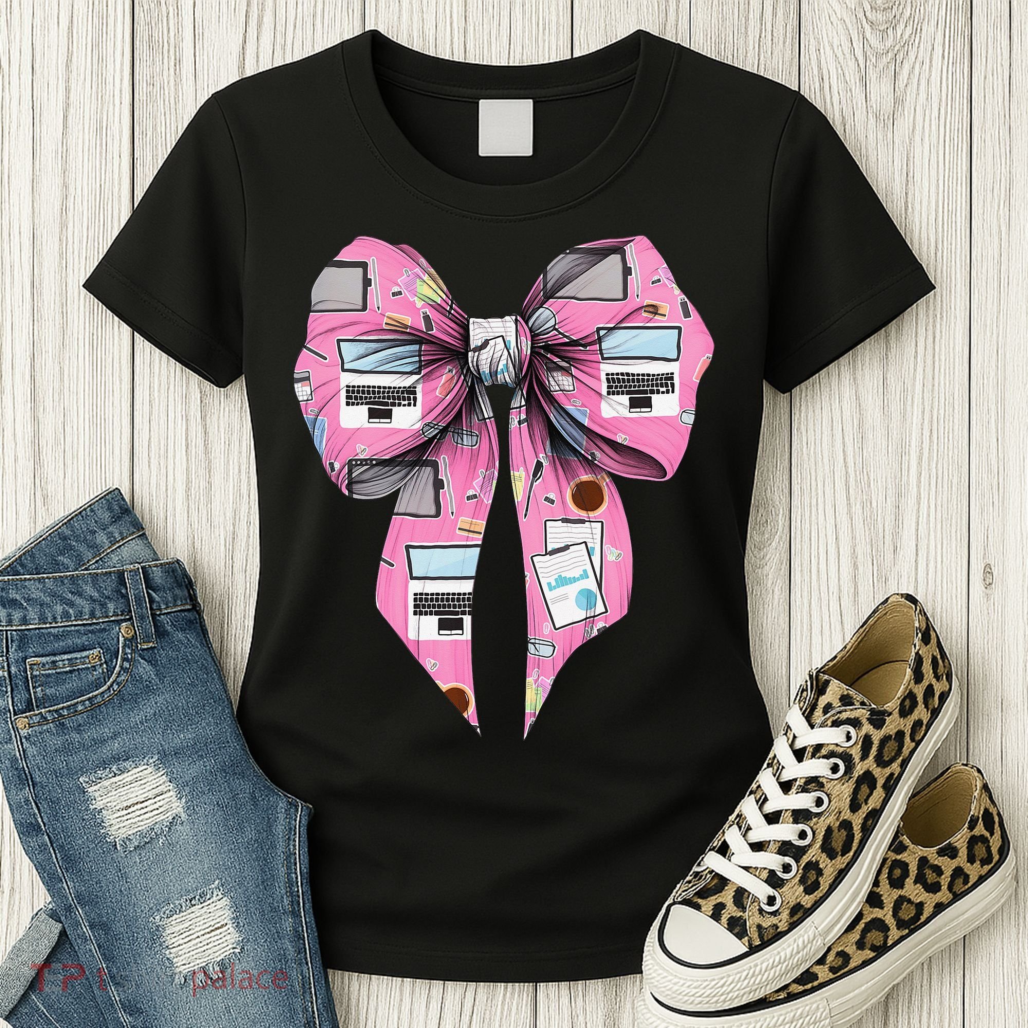 Coquette Bow Administrative Assistant Admin Laptop Girl Women's T-Shirt