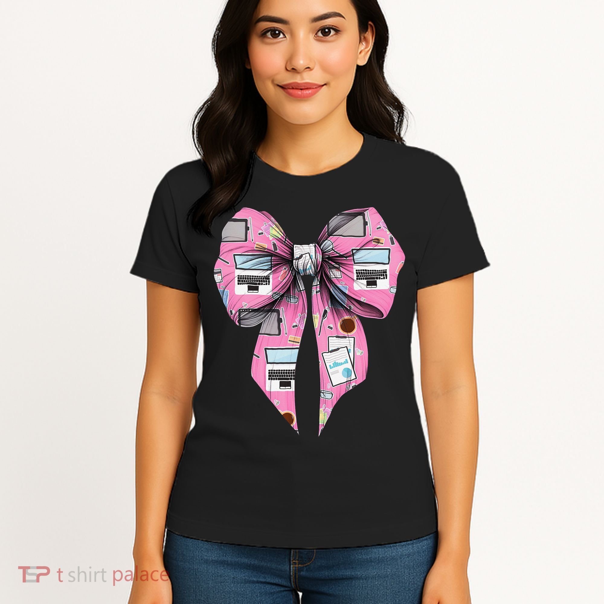 Coquette Bow Administrative Assistant Admin Laptop Girl Women's T-Shirt