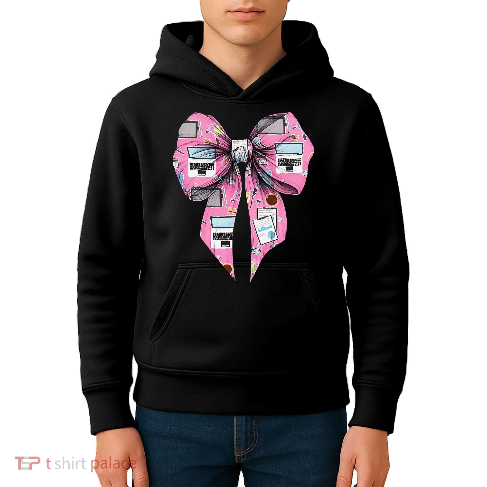 Coquette Bow Administrative Assistant Admin Laptop Girl Kids Hoodie