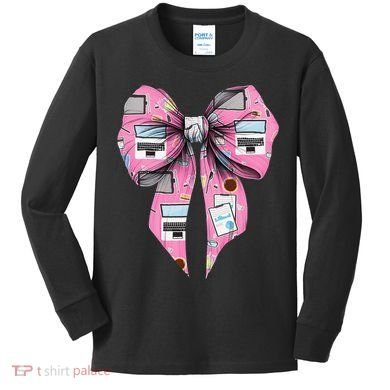 Coquette Bow Administrative Assistant Admin Laptop Girl Kids Long Sleeve Shirt