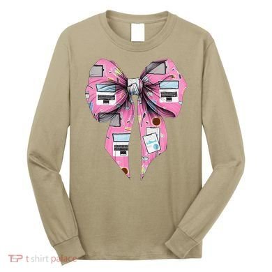 Coquette Bow Administrative Assistant Admin Laptop Girl Long Sleeve Shirt