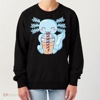 Cute Blue Axolotl Bubble Tea Kawaii Axolotls Women's Sweatshirt thumb 0