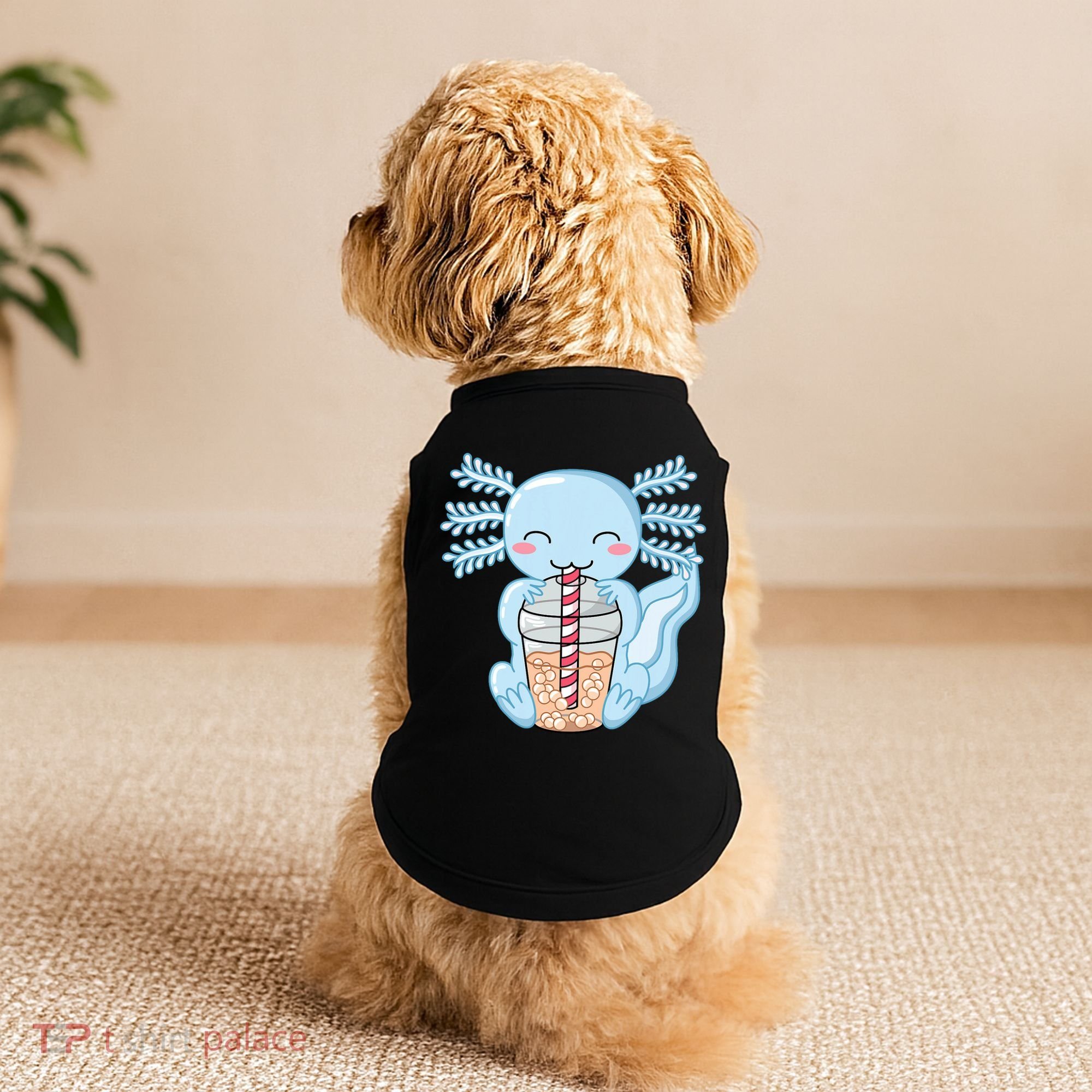 Cute Blue Axolotl Bubble Tea Kawaii Axolotls Doggie Tank
