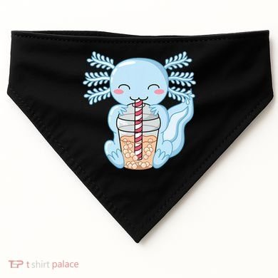 Cute Blue Axolotl Bubble Tea Kawaii Axolotls USA-Made Doggie Bandana