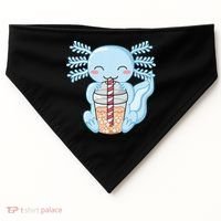 Cute Blue Axolotl Bubble Tea Kawaii Axolotls USA-Made Doggie Bandana thumb 0