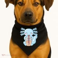 Cute Blue Axolotl Bubble Tea Kawaii Axolotls USA-Made Doggie Bandana thumb 1