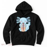 Cute Blue Axolotl Bubble Tea Kawaii Axolotls Hoodie thumb 0