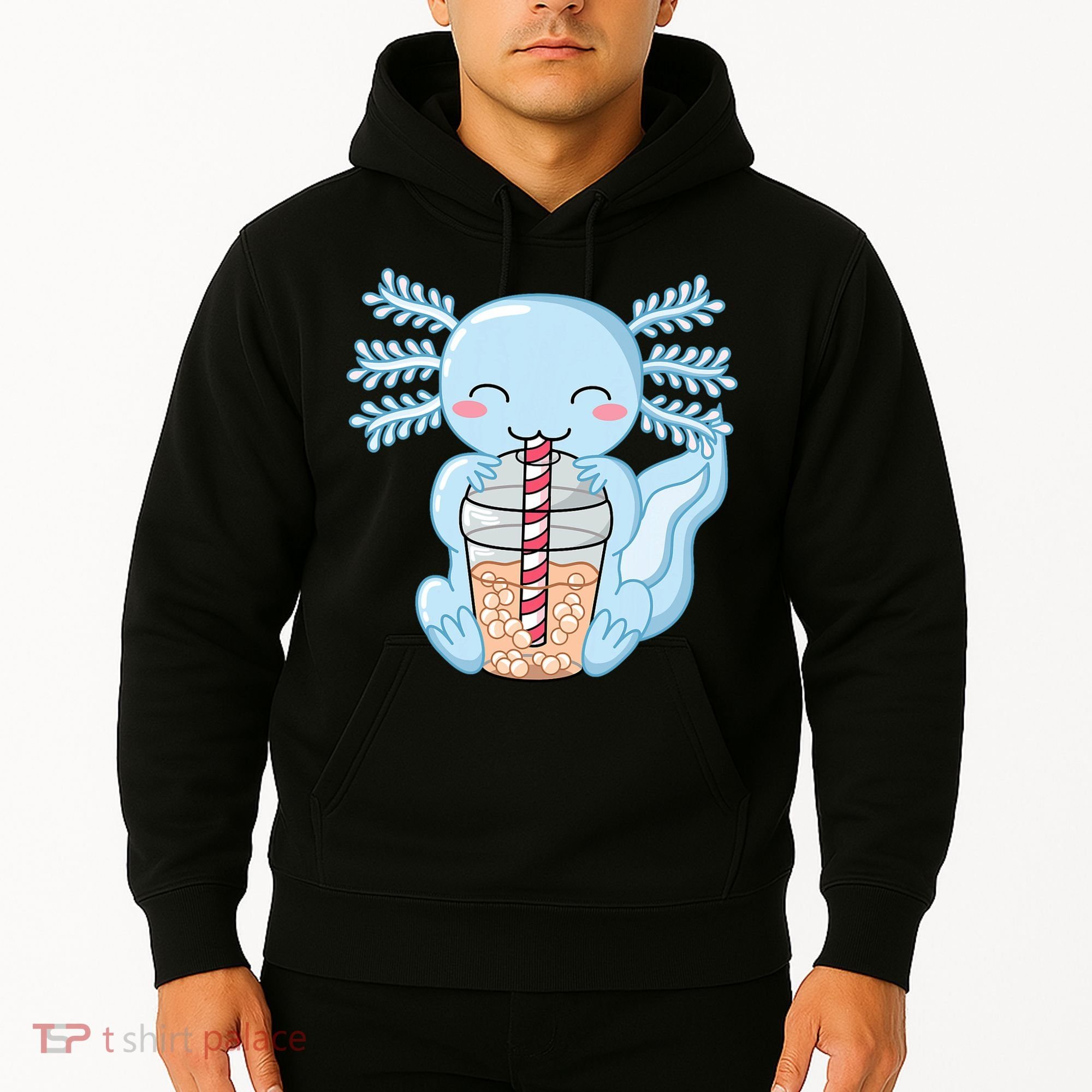 Cute Blue Axolotl Bubble Tea Kawaii Axolotls Hoodie