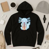 Cute Blue Axolotl Bubble Tea Kawaii Axolotls Hoodie thumb 3