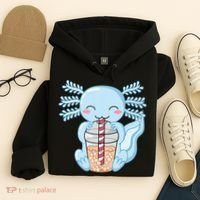Cute Blue Axolotl Bubble Tea Kawaii Axolotls Hoodie thumb 4