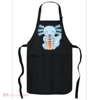 Cute Blue Axolotl Bubble Tea Kawaii Axolotls Apron thumb 0