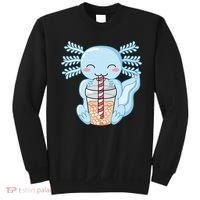Cute Blue Axolotl Bubble Tea Kawaii Axolotls Sweatshirt thumb 0