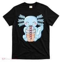 Cute Blue Axolotl Bubble Tea Kawaii Axolotls T-Shirt thumb 0
