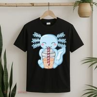 Cute Blue Axolotl Bubble Tea Kawaii Axolotls T-Shirt thumb 2