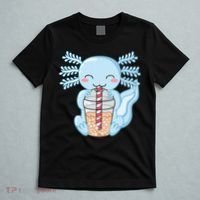 Cute Blue Axolotl Bubble Tea Kawaii Axolotls T-Shirt thumb 5
