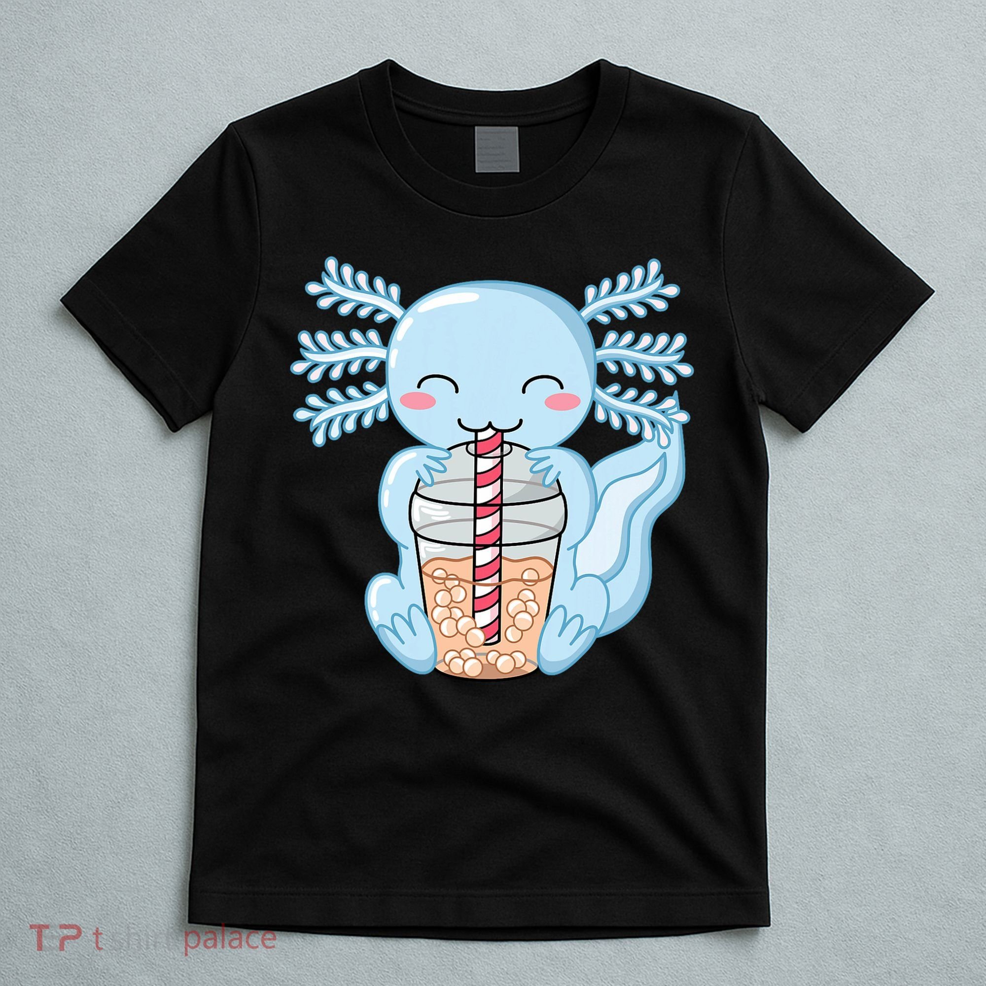 Cute Blue Axolotl Bubble Tea Kawaii Axolotls T-Shirt