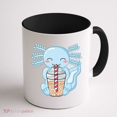 Cute Blue Axolotl Bubble Tea Kawaii Axolotls Coffee Mug back