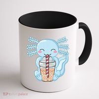 Cute Blue Axolotl Bubble Tea Kawaii Axolotls Coffee Mug thumb 1