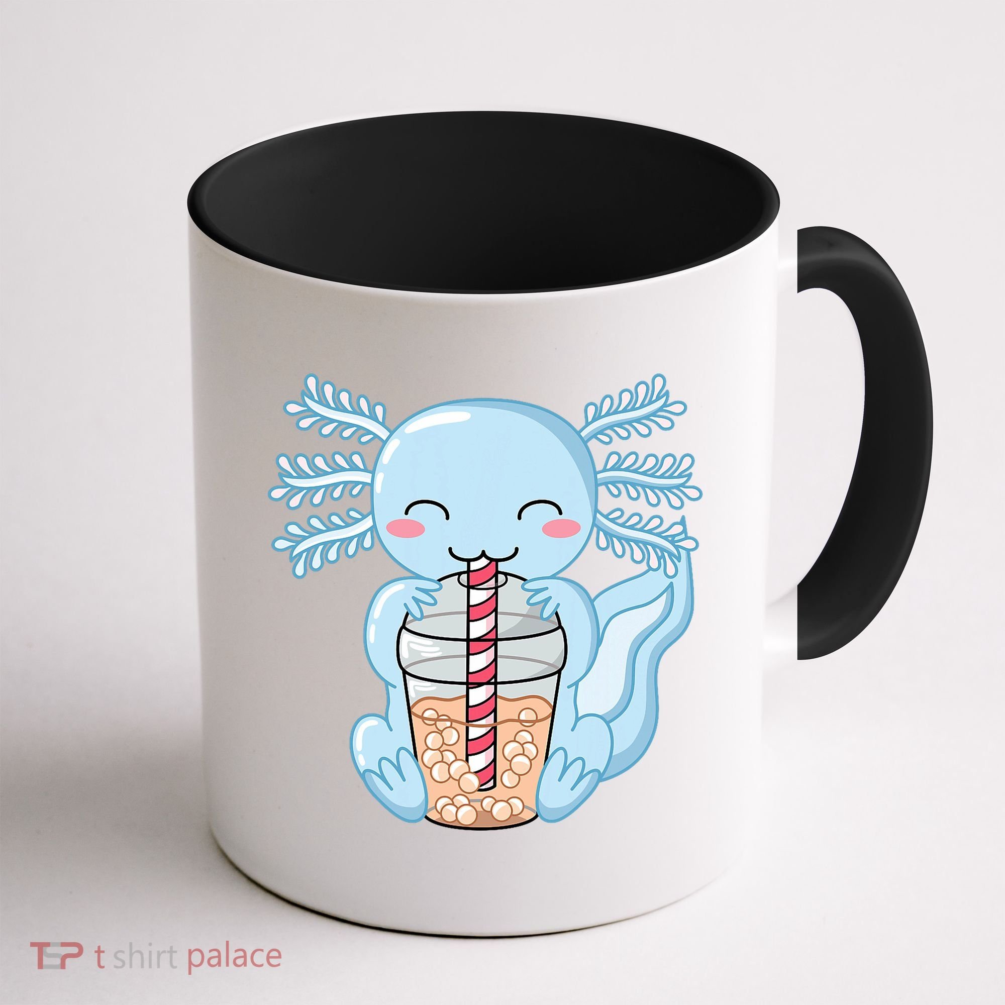 Cute Blue Axolotl Bubble Tea Kawaii Axolotls Coffee Mug