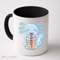 Cute Blue Axolotl Bubble Tea Kawaii Axolotls Coffee Mug thumb 0