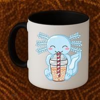 Cute Blue Axolotl Bubble Tea Kawaii Axolotls Coffee Mug thumb 2