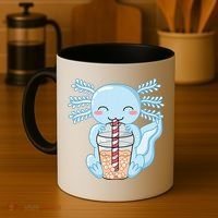Cute Blue Axolotl Bubble Tea Kawaii Axolotls Coffee Mug thumb 4