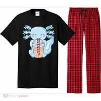 Cute Blue Axolotl Bubble Tea Kawaii Axolotls Pajama Set thumb 0
