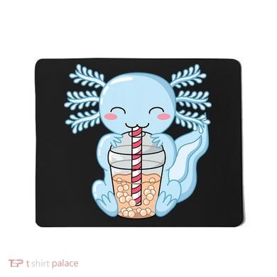 Cute Blue Axolotl Bubble Tea Kawaii Axolotls Mousepad