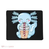 Cute Blue Axolotl Bubble Tea Kawaii Axolotls Mousepad thumb 0