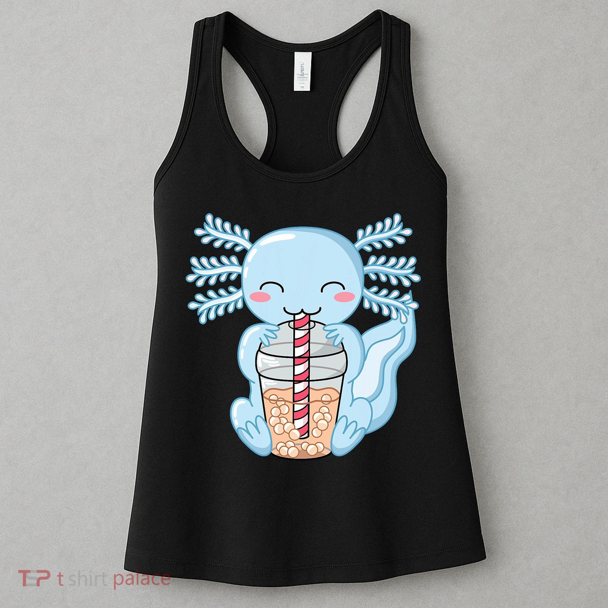 Cute Blue Axolotl Bubble Tea Kawaii Axolotls Women's Tank Top