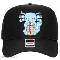 Cute Blue Axolotl Bubble Tea Kawaii Axolotls Hat thumb 0