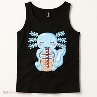 Cute Blue Axolotl Bubble Tea Kawaii Axolotls Tank Top thumb 2