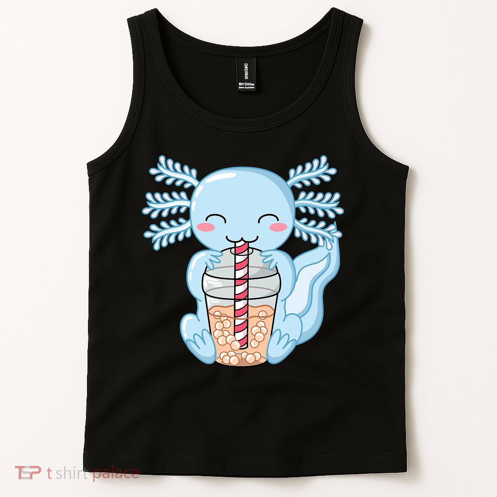 Cute Blue Axolotl Bubble Tea Kawaii Axolotls Tank Top