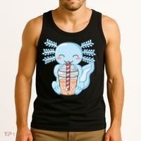 Cute Blue Axolotl Bubble Tea Kawaii Axolotls Tank Top thumb 3